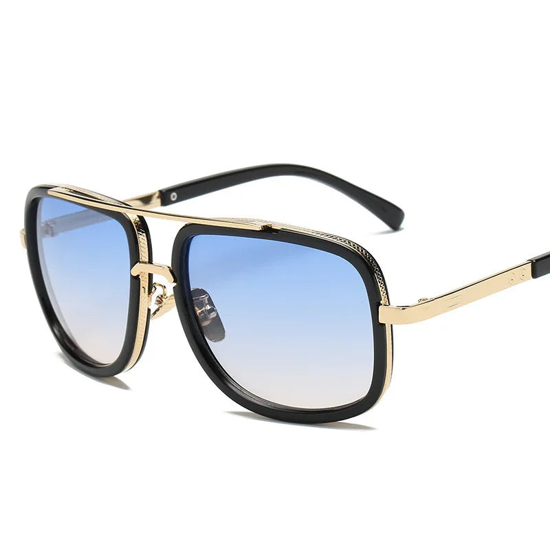 Lunette de soleil homme luxe - Or bleu