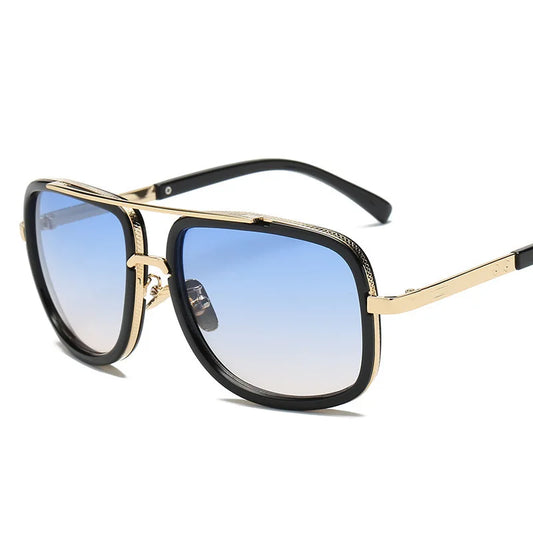 Lunette de soleil homme luxe - Or bleu