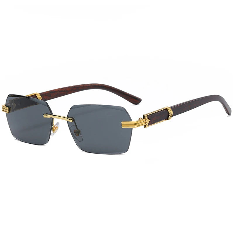 Lunette de soleil en bois femme - Hexagonale noir