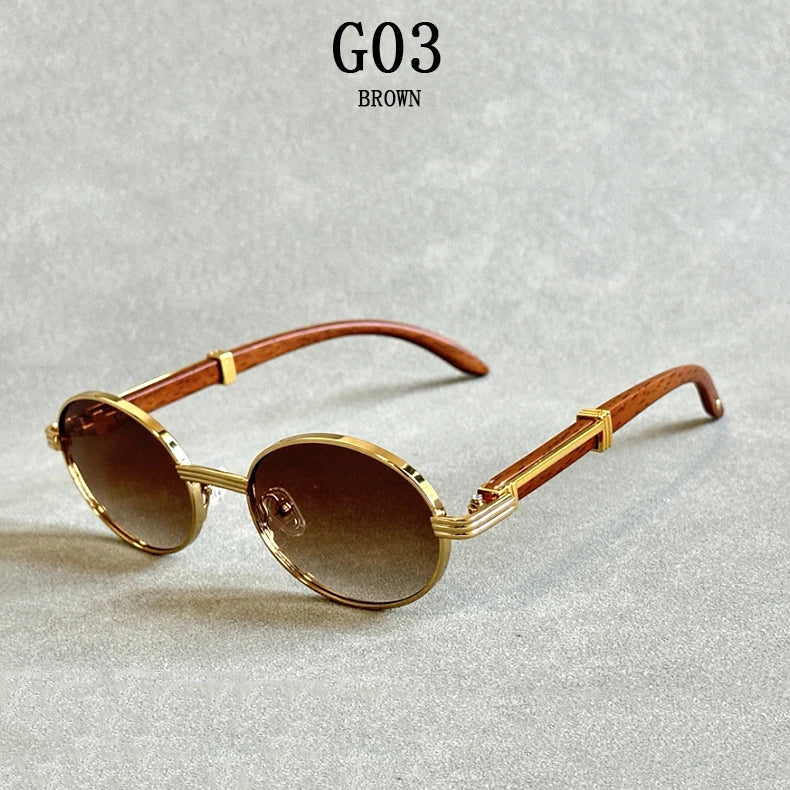 Lunette de soleil homme bois - Ronde marron
