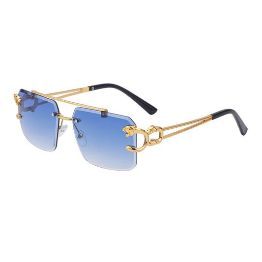 Lunette de soleil rectangulaire homme luxe - Bleu