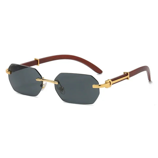 Lunette de soleil homme bois - Hexagonale noir