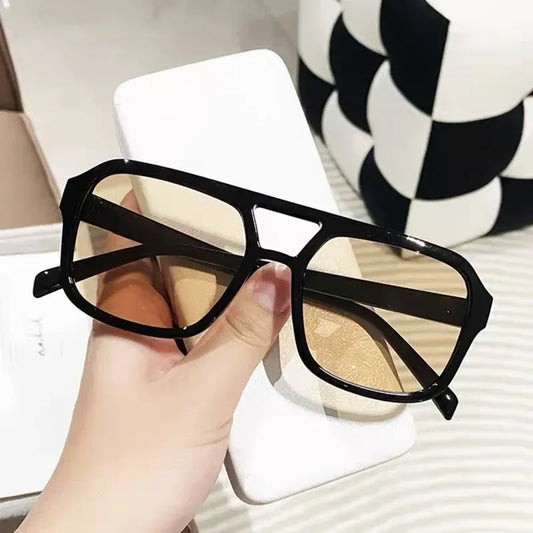 Lunette de vue rectangulaire femme - Noir et jaune