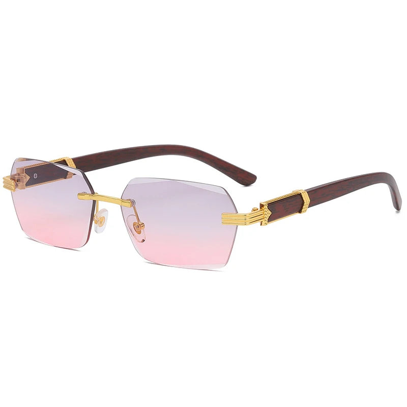 Lunette de soleil en bois femme - Hexagonale rosé