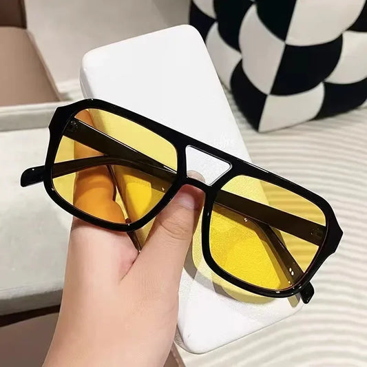 Lunette de vue rectangulaire femme - Transparent jaune