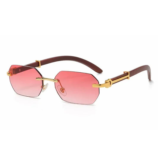 Lunette de soleil homme bois - Hexagonale rose