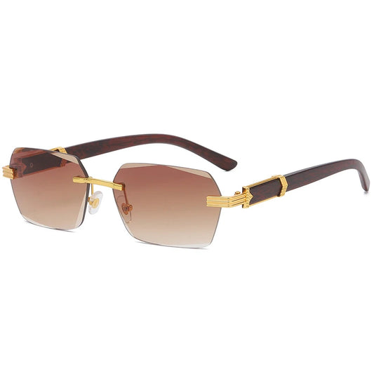 Lunette de soleil en bois femme - Hexagonale marron