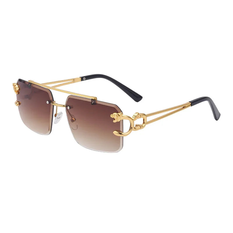 Lunette de soleil rectangulaire homme luxe - Marron