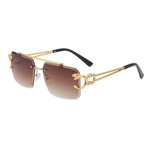 Lunette de soleil rectangulaire homme luxe - Marron