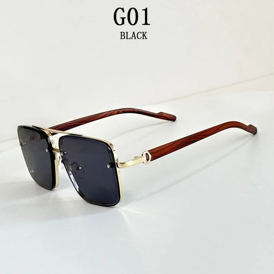 Lunette de soleil en bois femme - Carre noir