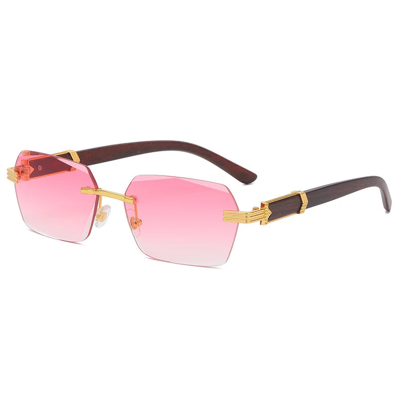 Lunette de soleil en bois femme - Hexagonale rose