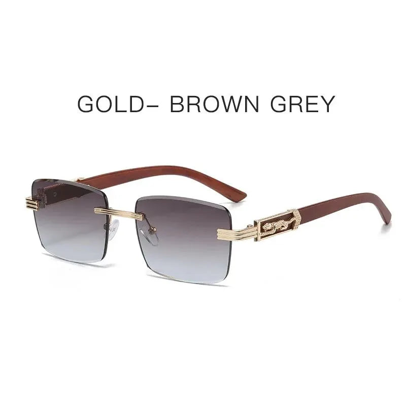 Lunette de soleil rectangulaire homme - Plaque Or
