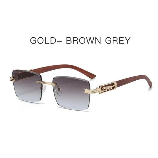 Lunette de soleil rectangulaire homme - Plaque Or