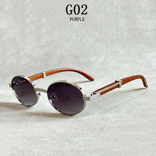 Lunette de soleil homme bois - Ronde violet