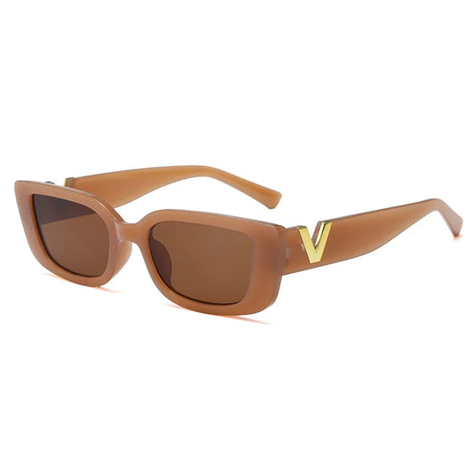 Lunettes de soleil rectangulaire femme - Marron Français