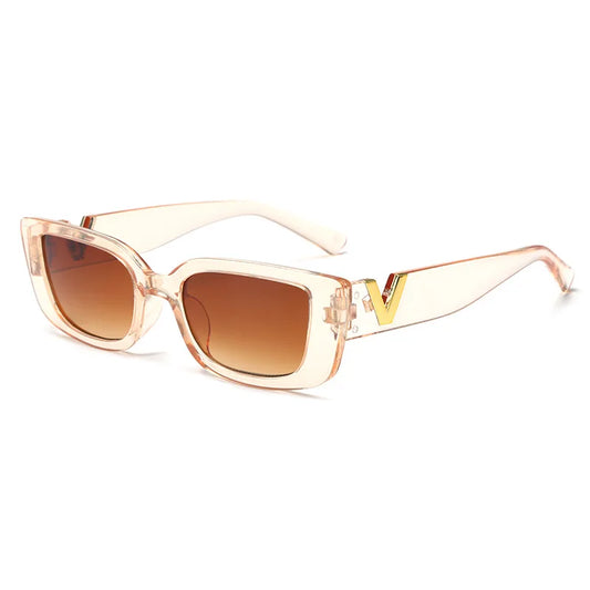 Lunettes de soleil rectangulaire femme - Rose transparent